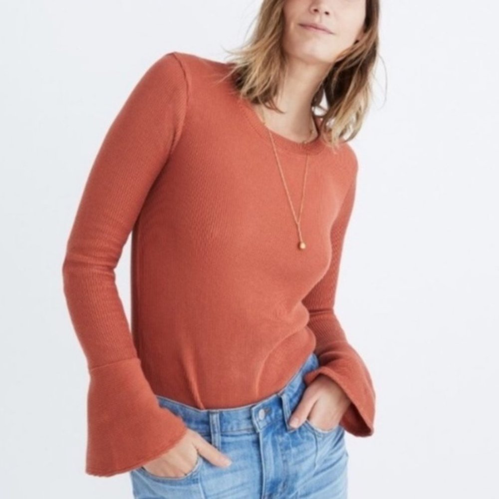 Madewell Ruffle Cuff Ribbed Top - Picture 3 of 7